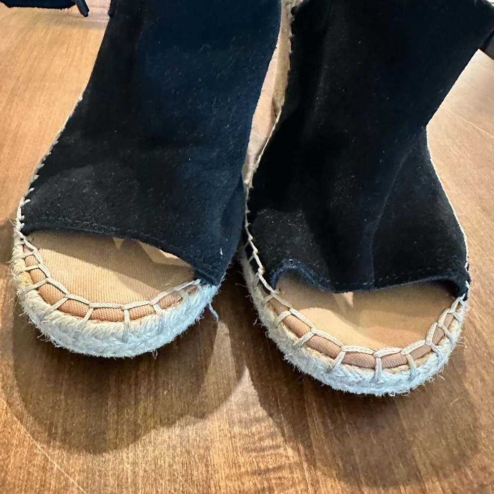 Toms Black Suede Espadrille Sandals